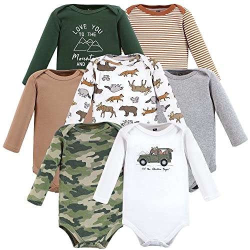 Hudson Baby baby-boys Cotton Long-sleeve Bodysuits 7-pack