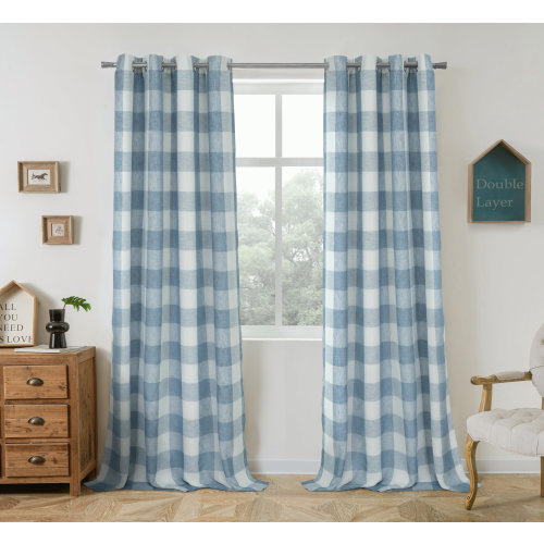 Gracie Oaks Adamantini Plaid Blackout Thermal Grommet Curtain Panels & Reviews | Wayfair