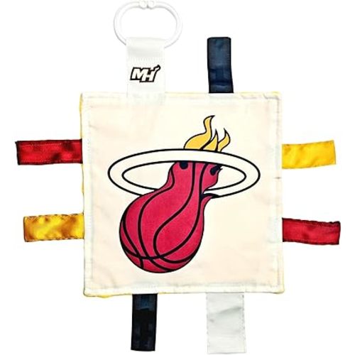 The Learning Lovey Miami Heat Baby Tag Toy - NBA Basketball - Baby Sensory Crinkle Toys - Soft & Safe - Ideal Baby Stroller Toy - BPA Free w/Stroller Clip