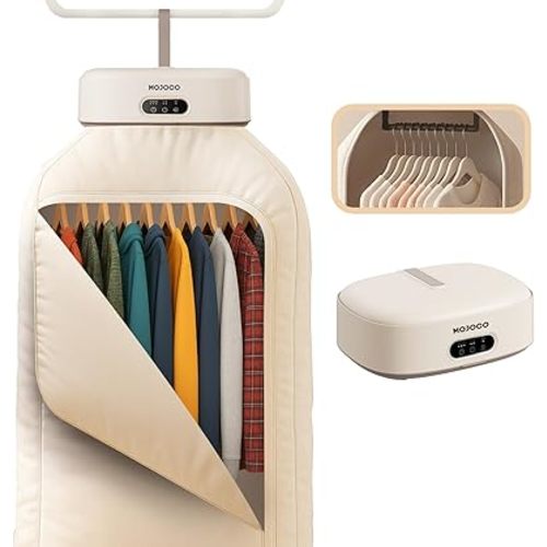 MOJOCO Portable Clothes Dryer - Mini/Compact Dryer for Apartment, RV, Travel - Small Quiet Fast-Drying Machine with Adjustable Timer & Wrinkle-Reducing Heat