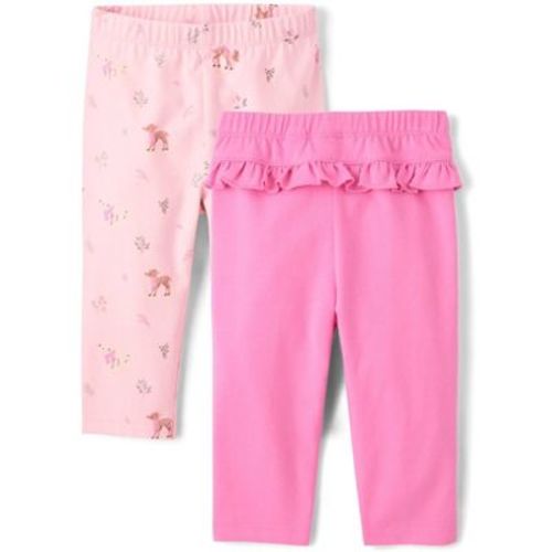 The Children's Place Baby Girls Winter Ruffle Leggings 2-Pack Pink 0-3 M