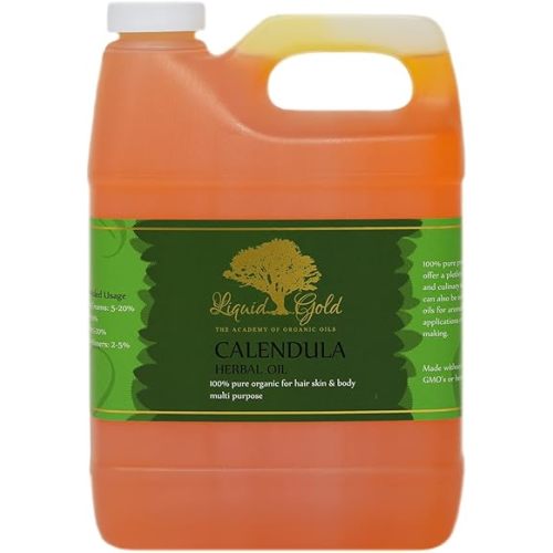 Liquid Gold Inc - 32 oz - Premium Calendula Herbal Infused Oil - Pure Natural Organic Skin Hair Body Care