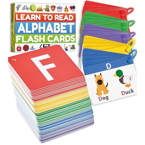 THE BAMBINO TREE Alphabet Flash Cards - Thick ABC Flash Cards for Kids Ages 3-6 - Lowercase & Uppercase Letter Recognition Learning Game