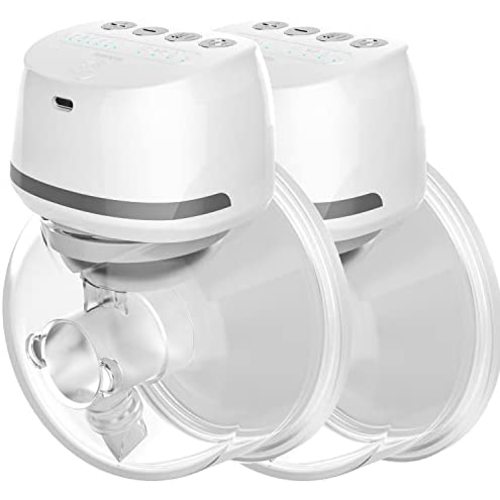 Bellababy Wearable Breast Pumps Hands Free Low Noise, Breastfeeding Double Electric Breast Pumps Come with 24mm Flanges, 4 Modes & 6 Levels Suction, 2PCS
