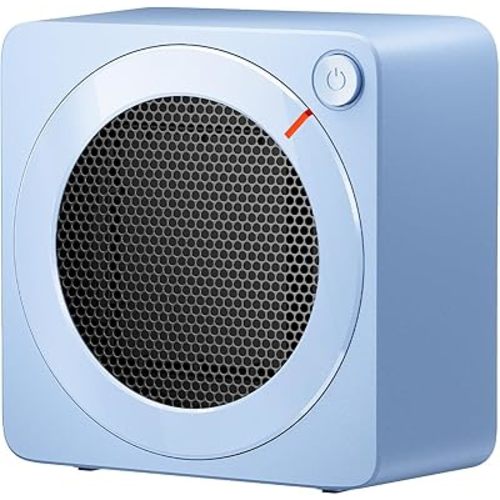 Gaiatop Mini Space Heater, Lightweight PTC Ceramic Fast Heating 500W Energy Efficient for Indoor Use, Overheating & 45° Tip-Over Protection, Portable Desk Electric Heaters for Office Home Blue