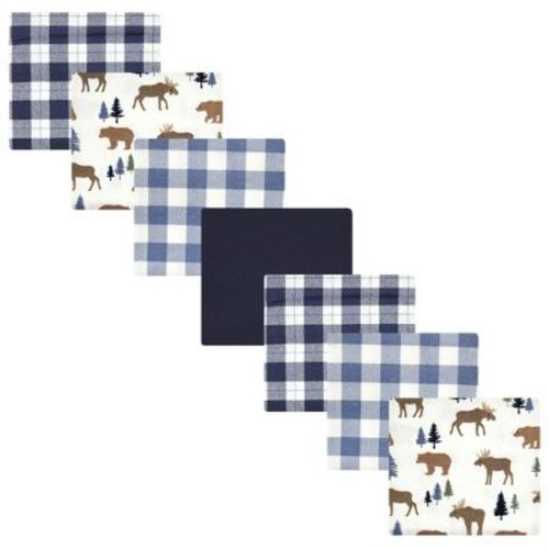 Hudson Baby Infant Boys Cotton Flannel Receiving Blankets Bundle, Moose Bear, One Size