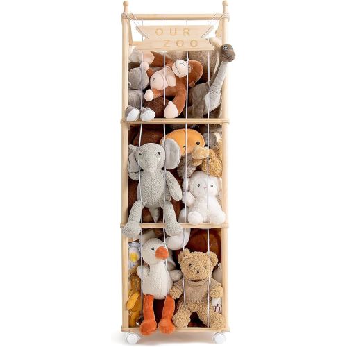 Mloong Stuffed Animal Storage,54in Wood Zoo Cage, Large Plush Toy Organizer