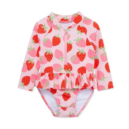 Little Me Clothes for Baby Girls' Full Coverage Rash Guard, 6 Months - 4 Toddler