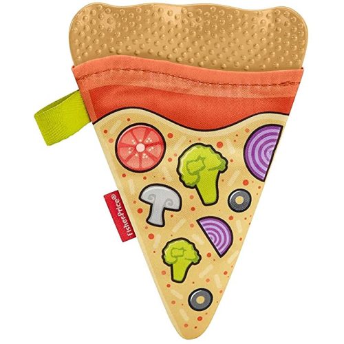 Fisher-Price Pretend Food Baby Teething Toy With BPA-Free Silicone And Crinkle Textures For Newborn Sensory Play, Pizza Teether​