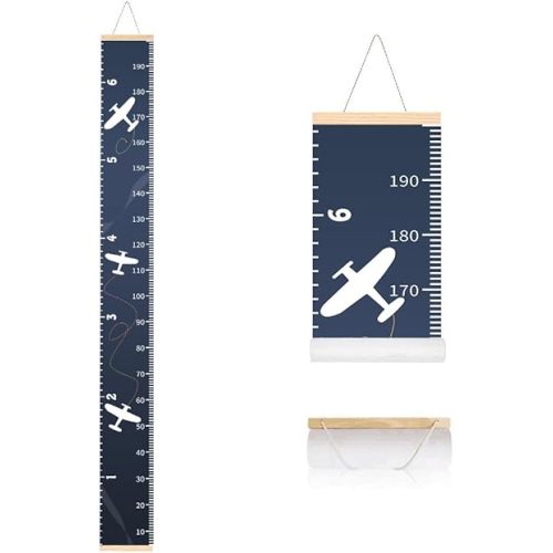 Growth Chart for Kids Height Measurement Ruler for Child Growing Blue Plane Wall Tracker Measuring Stick Maker Toddler Bedroom Nursery Room Decor
