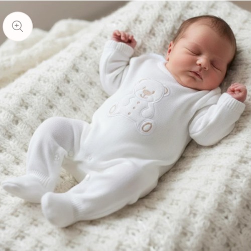 Teddy Bear Knit Romper - White – Ella Marina Baby