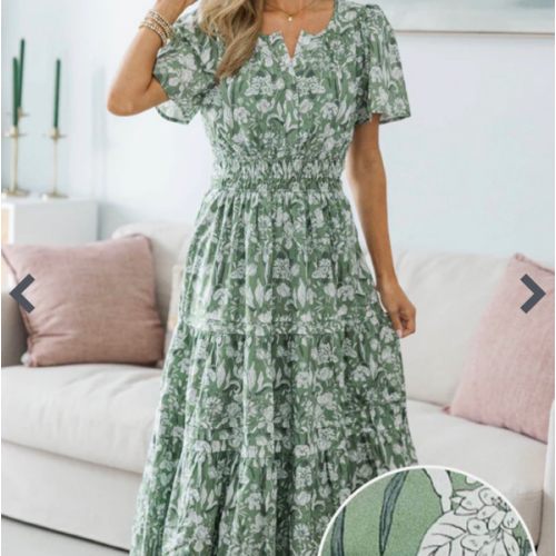 NURSING COLLECTION: It's In The Air Green Toile Midi Dress