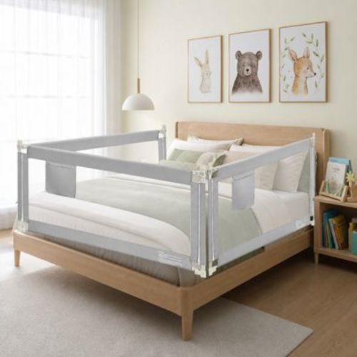 76.8-Inch Toddler Bed Rail Guard with Double Safety Child Lock for Kids Bed