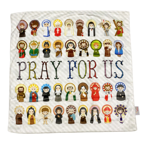 Baby Lovey - Pray For Us | Saints | Baptism Gift | 18"x18"