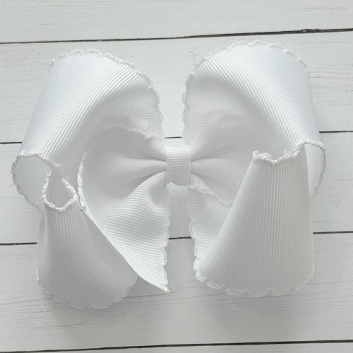 White Moonstitch Bow, 4.5 inch Hair Bow