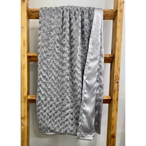 Silky Satin Minky Blanket, Silver Minky Blanket, Baby Satin and Minky Blanket, Minky Lap Blanket, Baby Shower Gift, Satin Trim Minky Blanket