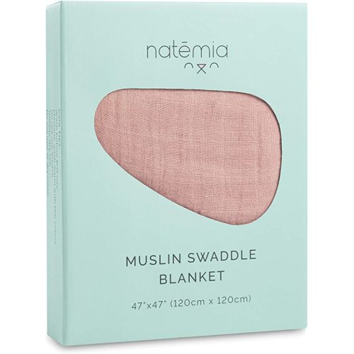Natemia Baby Muslin Swaddle Blanket (Rose) - Silky Soft, Gentle Receiving Blankets for Newborns, Boys, Girls - Versatile, Breathable, Skin-Friendly, Machine-Washable - Baby Shower Registry Essential
