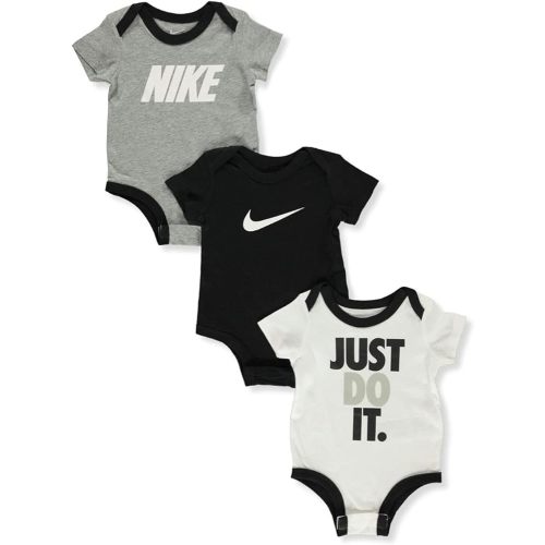 Nike Baby Bodysuits Set 3-Pack (Black/White/Grey, 3 Months)
