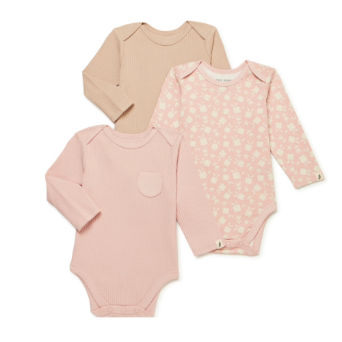 easy-peasy Baby Long Sleeve Bodysuit, 3-Pack, Sizes 0/3-24 Months