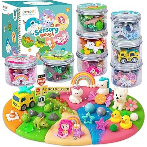 8-Pack Play Dough Jars, Reusable Sensory Play Kit for Kids, Non-Toxic, Educational Creative Playdough,Perfect Party Favors, Goodie Bags,Birthday Gifts for Boys Girls,Ideal for Home Preschool Classroom