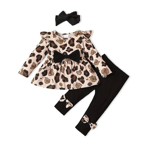 Toddler Baby Girl Clothes Infant Girl Outfits Fall Ruffle Floral T-Shirt Top Pants Set Winter Spring Clothes
