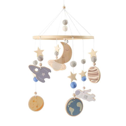 Wooden Baby Crib Mobile – Hanging Decoration for Infant Bedding, Stimulates Visual Development, Calming Sleep Aid for Baby Boys Girls, Nursery Room Decor(RL 1 Set)