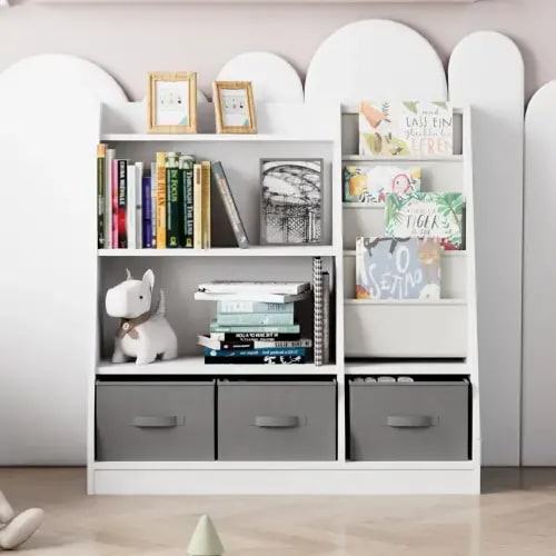 4 Tier Kids Bookshelf, Toddler Bookshelf And Toy Storage