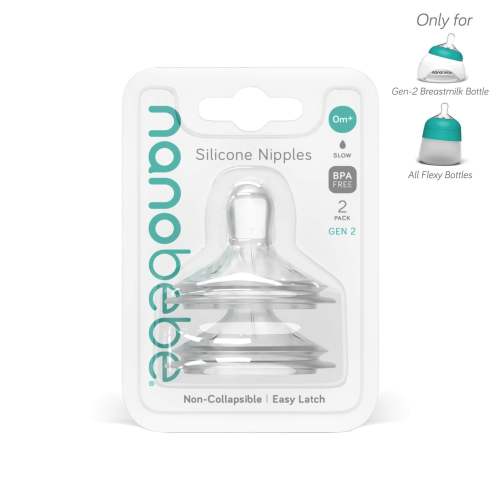 Anti-Colic Silicone Baby Bottle Nipples, 2-Pack – Nanobébé