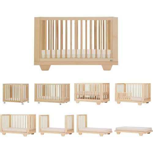 dadada Spirit 8-in-1 Convertible Crib to Toddler Bed & Floor Bed, Made in Italy, Greenguard Gold Certified, Adjustable Mattress Heights (Natural)