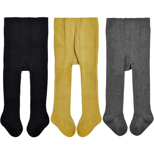 EPEIUS Baby Girls Tights Cable Knit Leggings Stockings Cotton Pantyhose for Newborn Infants Toddlers 3/6 Pack