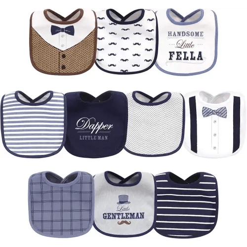 Little Treasure Unisex Baby Cotton Bibs, Handsome Fella, One Size