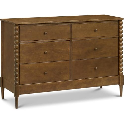DaVinci Lainey Bobbins 6-Drawer Dresser in Walnut, Vintage Inspired Design, 6 Spacious Drawers, Dresser with Spindle Bobbin Trim, GREENGUARD Gold Certified, FSC Certified