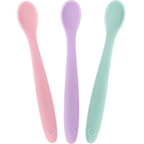 WeeSprout Silicone Baby Spoons, First Stage Infant Feeding Utensils With Soft-Tip, Set of 3