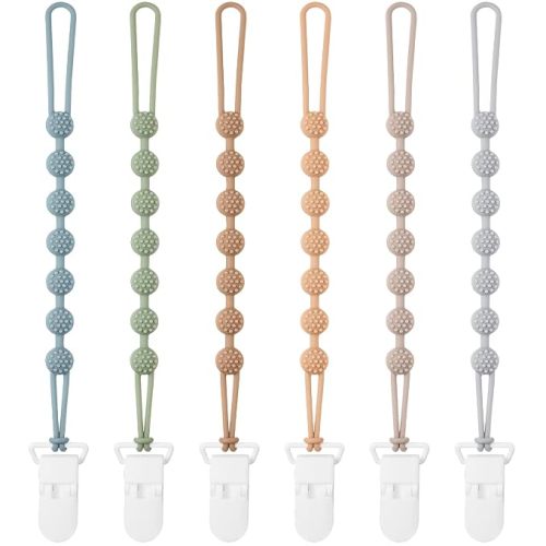 Baby Pacifier Clip, 6 Pack Silicone Pacifier Holder BPA Free