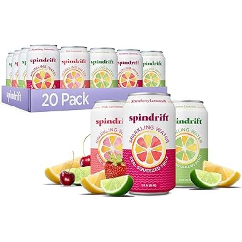 Spindrift Lemonade 3 Flavor Variety 20 Pack,12 Fl Oz (Pack of 20)