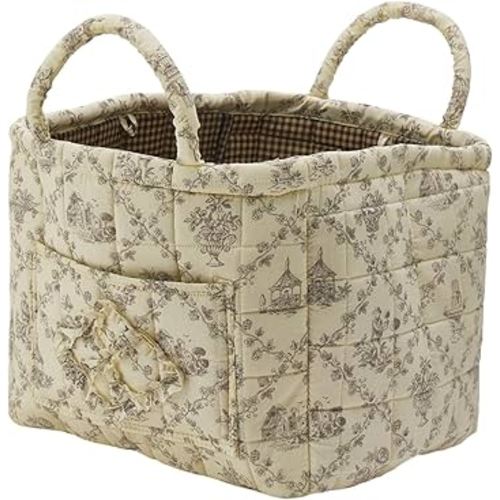 Boho Fabric Storage Basket, Large Capacity Laundry Basket, 12.2'' x 10.23'' x 10.23'' Collapsible Laundry Hamper with Easy Carry Handles (B Multi-Color 1, L)
