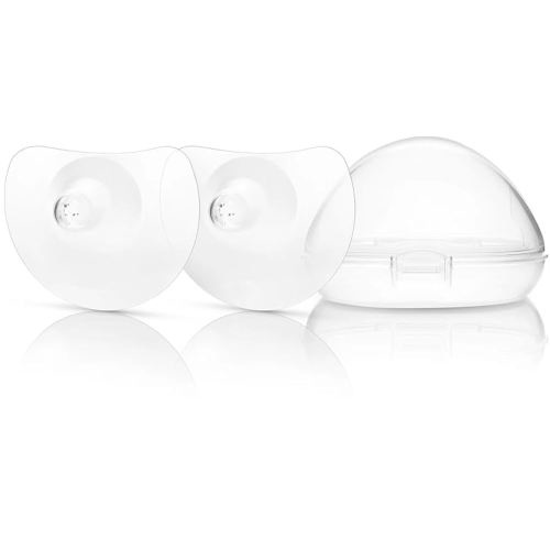 Breastfeeding Nipple Shield – Soft Silicone Contact Shield for Flat or Inverted Nipples, Safe BPA/BPS Free, 1 Pair with Portable Case (13mm)