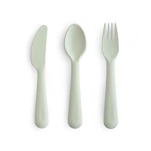 mushie Dinnerware Cutlery Set of 3 For Kids | Made in Denmark (Sage)