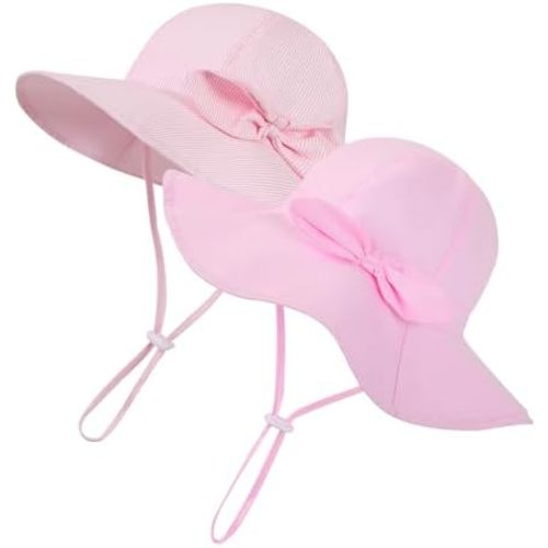 Baby Girl Sun Hat Toddler Beach Hats with UPF 50+ Protective Infant Summer Hat with Wide Brim Baby Girls Bucket Hat