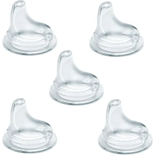 NUK Replacement Silicone Spout for Select NUK Cups, Spill-Proof, Soft Spout, Dishwasher-Safe, BPA-Free, Clear, Pack of 5