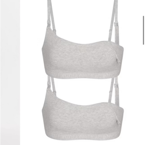 COTTON JERSEY MATERNITY NURSING SCOOP BRALETTE 2-PACK | LIGHT HEATHER GREY | SKIMS