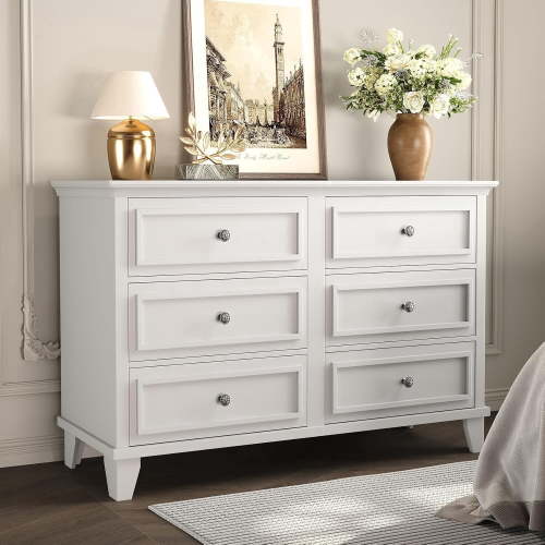 Spacious 6-Drawer Dresser – Modern Wooden Storage Chest for Bedroom, Living Room, Entryway, Home Office