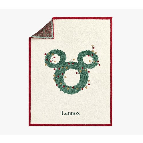 Disney Mickey Mouse and Friends Holiday Wreath Fuzzy Kid Throw Blanket