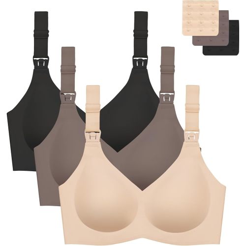 Gailife 3 Pack Nursing Bras for Breastfeeding Seamless Wireless V Neck Maternity Bras for Pregnancy Breathable Sleep Bralette