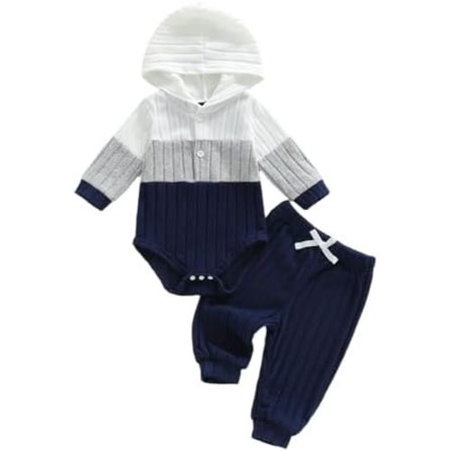 Douhoow Infant Baby Fall Clothes Boy Girl Plaid Hoodie Sweatshirt Romper Flannel Tops+ Sweatpants Festival Outfits