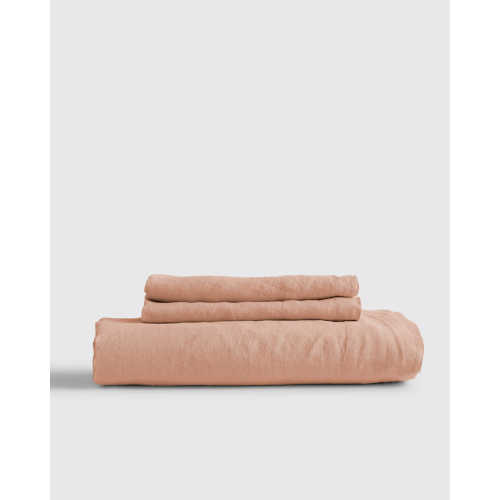 European Linen Fitted Sheet Set in Desert Sunset