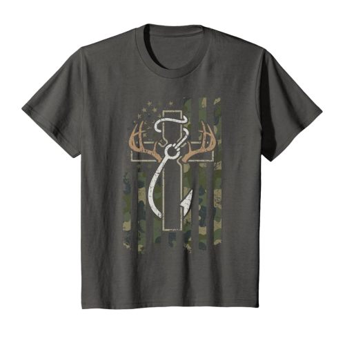 Hunting Fishing Faith - Christian Hunter Fisherman Camo USA T-Shirt