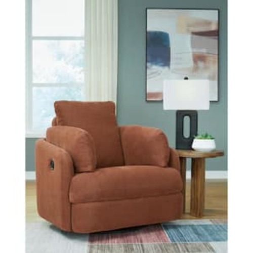 Modmax Orange Polyester Swivel Glider Rocker Recliner with Storage