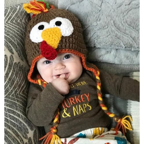 Crocheted Turkey Baby Hat/Turkey Hat/Fall Hat/Turkey Photo Prop/Thanksgiving Hat