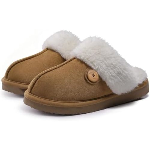 Litfun Fuzzy Slippers for Women with Memory Foam Winter Fluffy House Shoes Indoor Outdoor